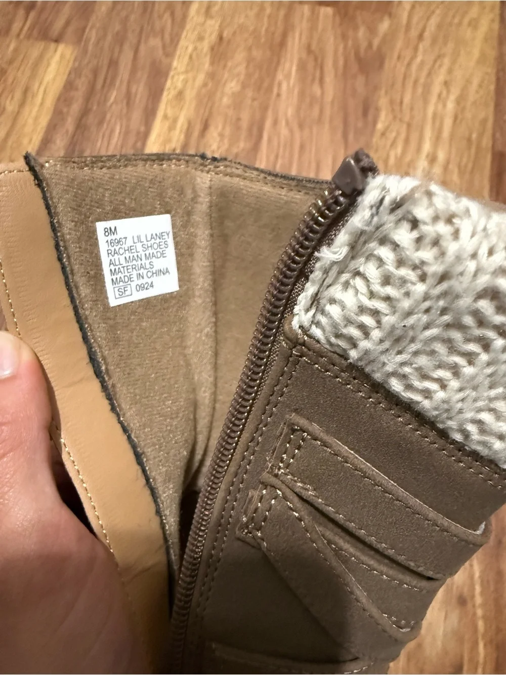 Rachel Shoes Brown Girls Knit-Cuff Boots